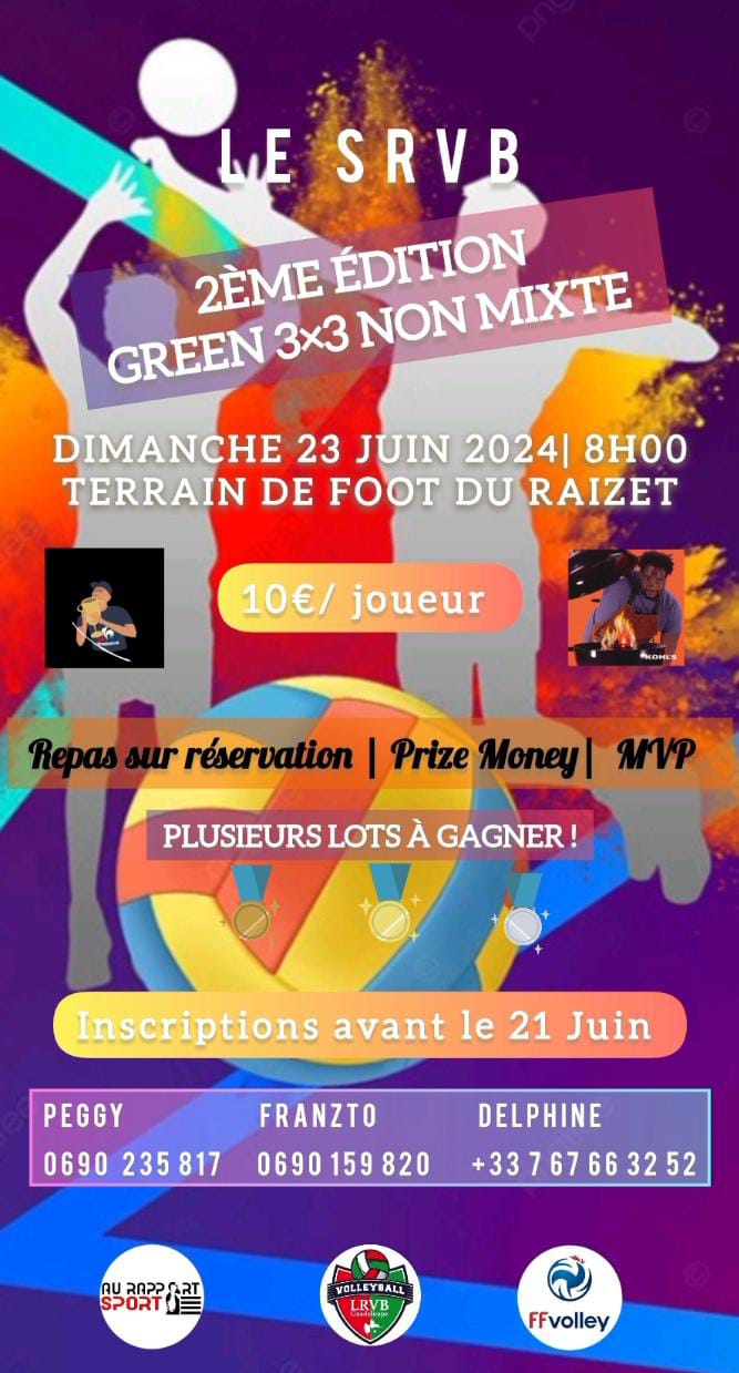 Tournoi 3×3 green SRVB 23 Juin!